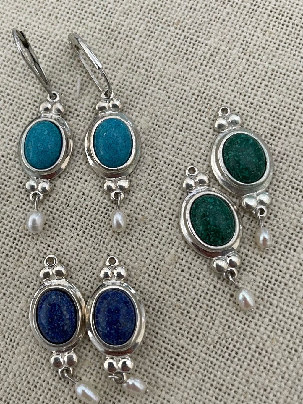 Coleman Co Sterling Silver Drop Earrings With Lapis, Turquoise, And Malachite